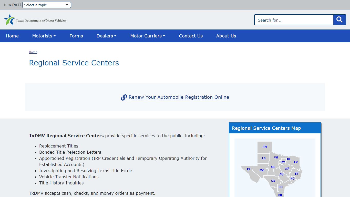 Regional Service Centers | TxDMV.gov
